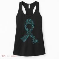 Ovarian Cancer Warrior Teal Ribbon Awareness Gift Women's Tank Top thumb 0