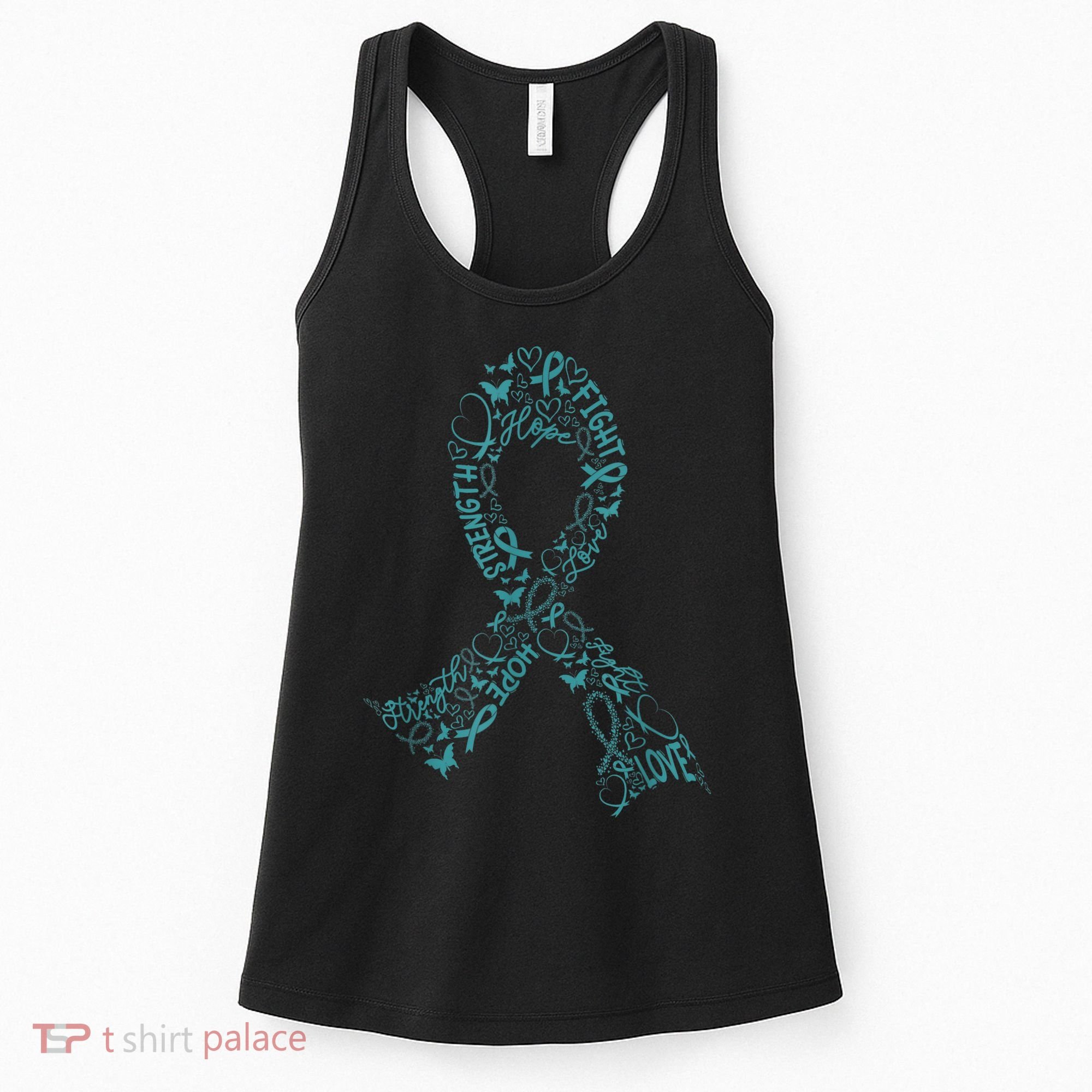 Ovarian Cancer Warrior Teal Ribbon Awareness Gift Women's Tank Top