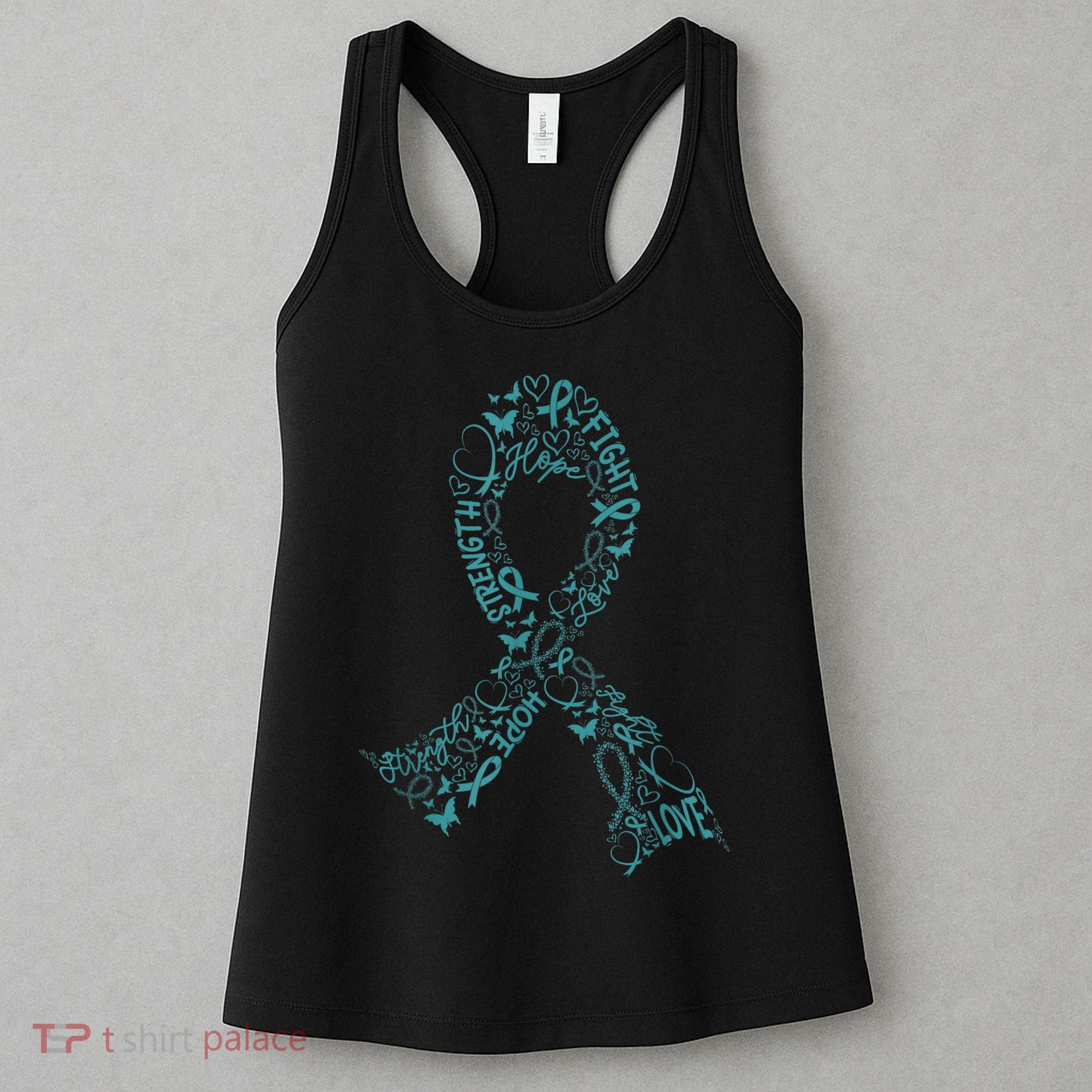 Ovarian Cancer Warrior Teal Ribbon Awareness Gift Women's Tank Top