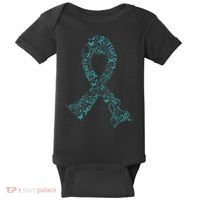 Ovarian Cancer Warrior Teal Ribbon Awareness Gift Baby Bodysuit thumb 0
