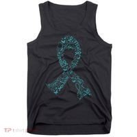Ovarian Cancer Warrior Teal Ribbon Awareness Gift Tank Top thumb 0