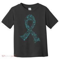 Ovarian Cancer Warrior Teal Ribbon Awareness Gift Toddler T-Shirt thumb 0