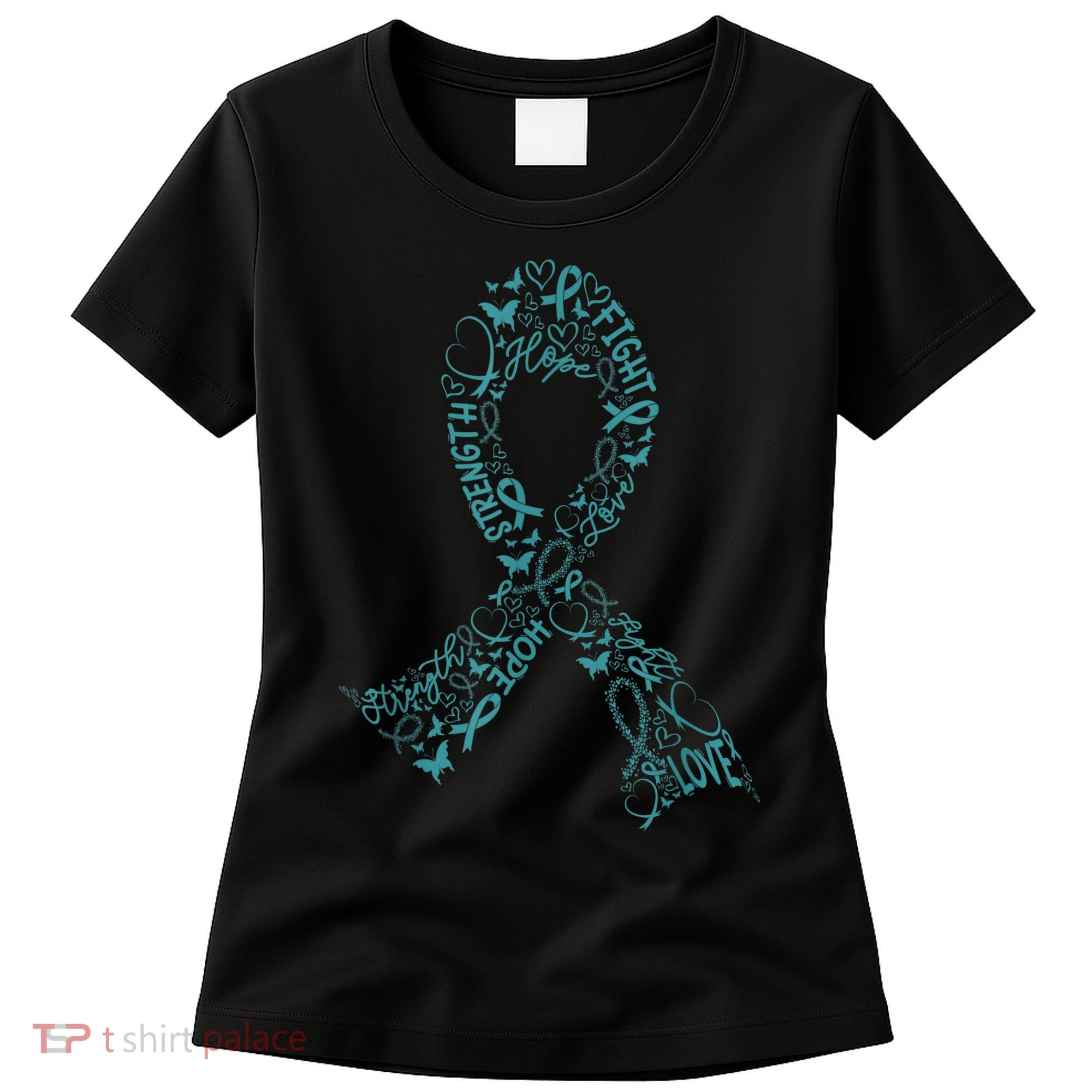 Ovarian Cancer Warrior Teal Ribbon Awareness Gift Women's T-Shirt