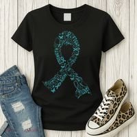 Ovarian Cancer Warrior Teal Ribbon Awareness Gift Women's T-Shirt thumb 3