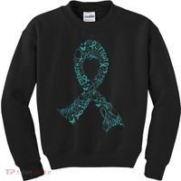 Ovarian Cancer Warrior Teal Ribbon Awareness Gift Kids Sweatshirt thumb 0