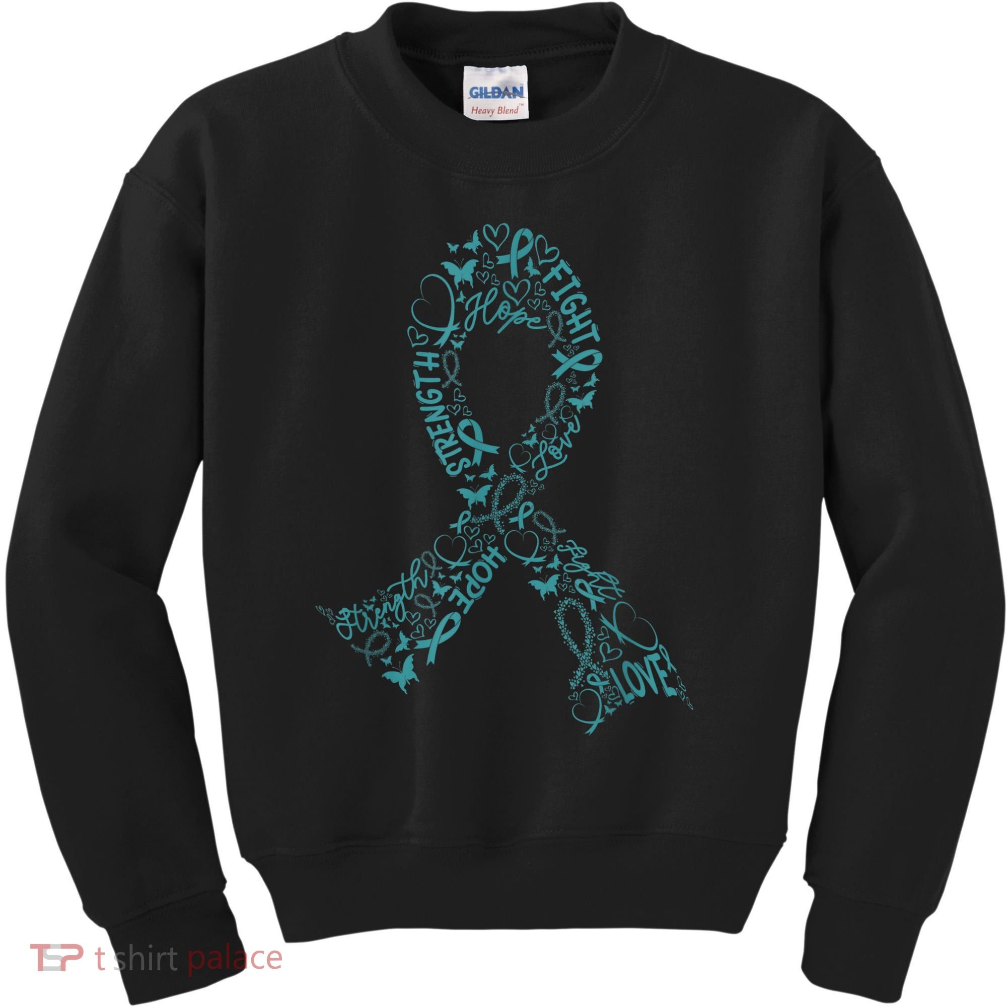 Ovarian Cancer Warrior Teal Ribbon Awareness Gift Kids Sweatshirt