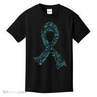 Ovarian Cancer Warrior Teal Ribbon Awareness Gift Kids T-Shirt thumb 0
