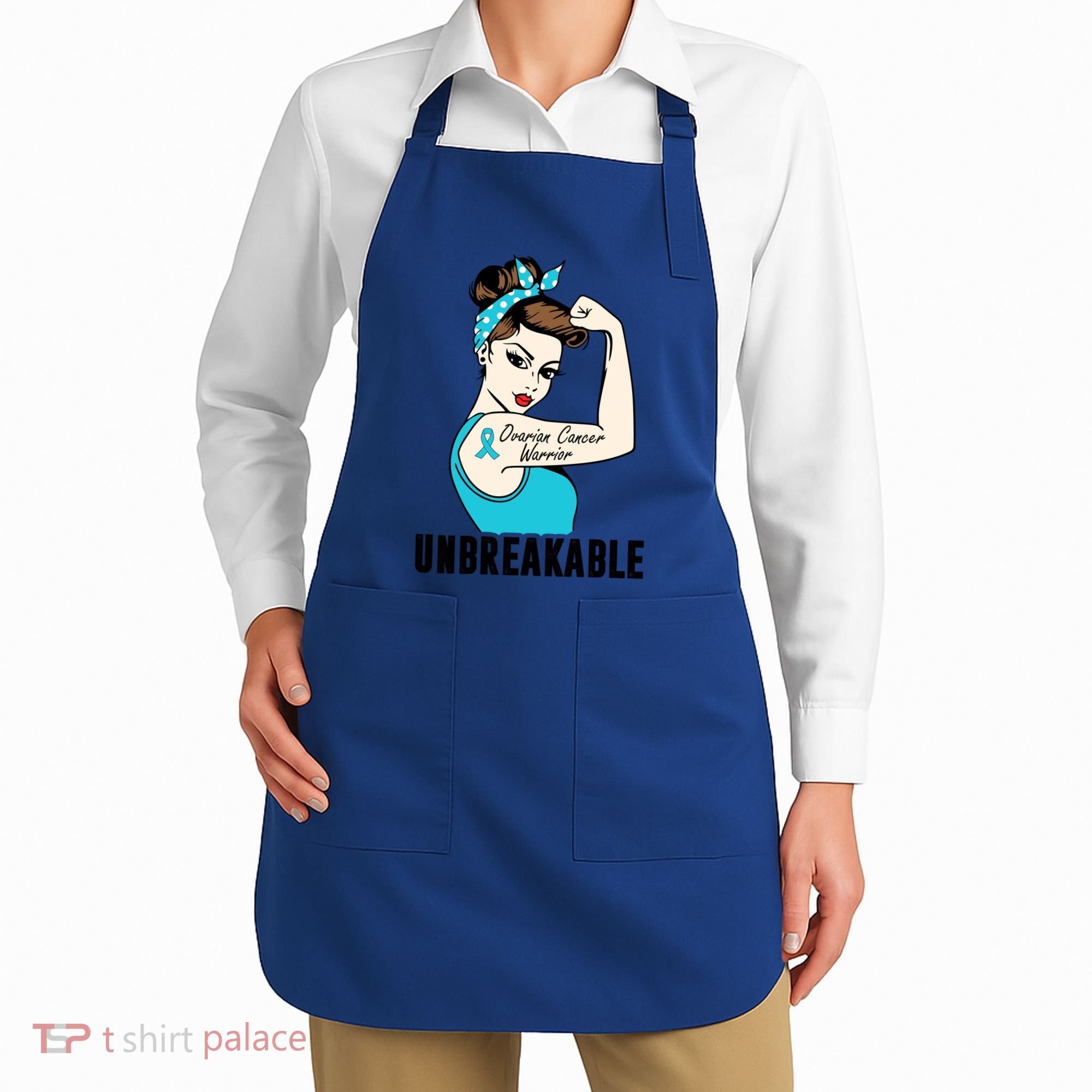 Ovarian Cancer Warrior Unbreakable Tee Perfect Strong Meaningful Gift Apron