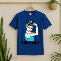 Ovarian Cancer Warrior Unbreakable Tee Perfect Strong Meaningful Gift T-Shirt thumb 2