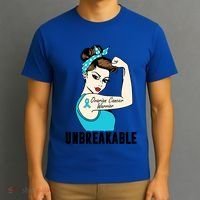 Ovarian Cancer Warrior Unbreakable Tee Perfect Strong Meaningful Gift T-Shirt thumb 3