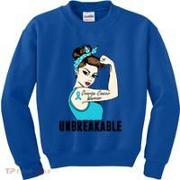 Ovarian Cancer Warrior Unbreakable Tee Perfect Strong Meaningful Gift Kids Sweatshirt thumb 0