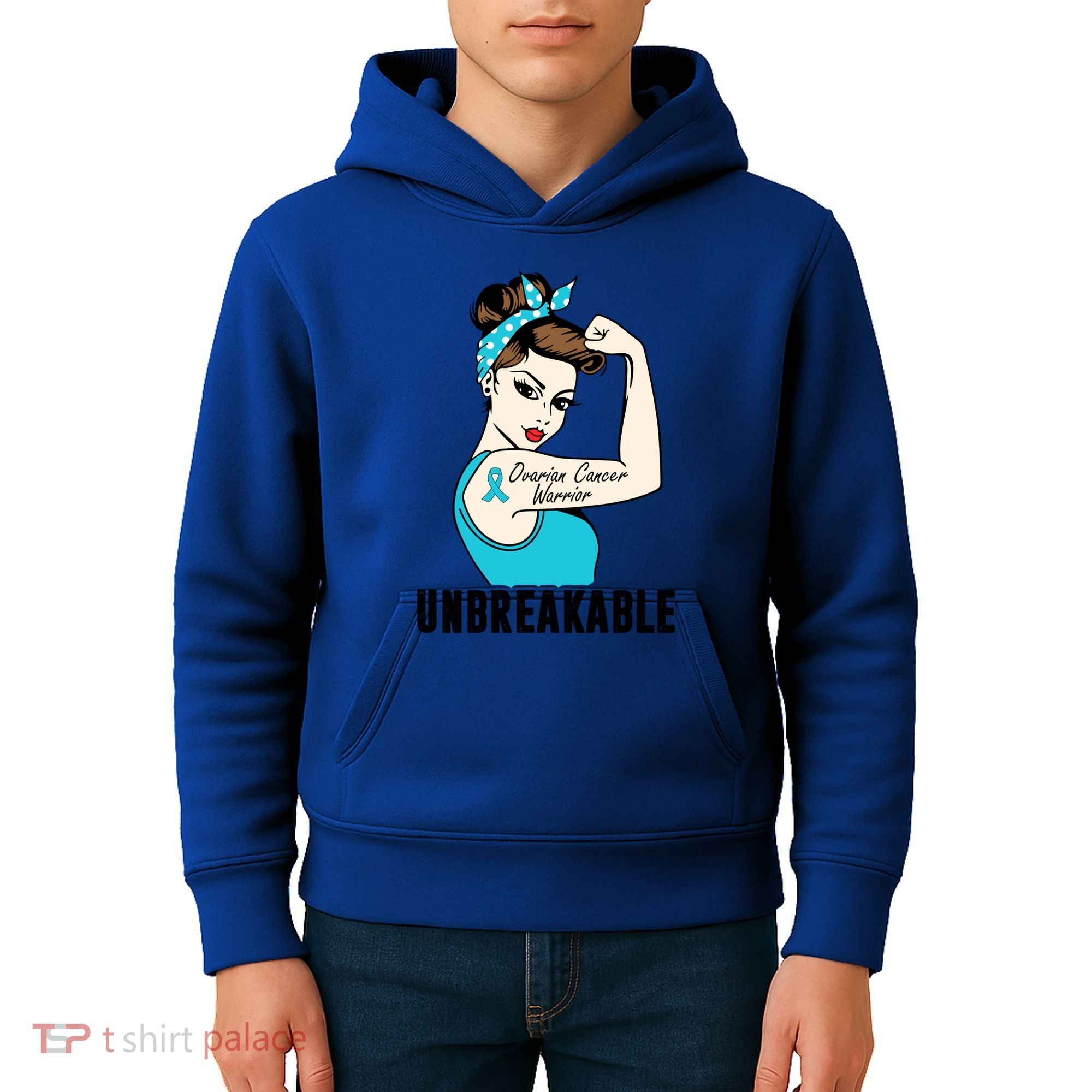 Ovarian Cancer Warrior Unbreakable Tee Perfect Strong Meaningful Gift Kids Hoodie
