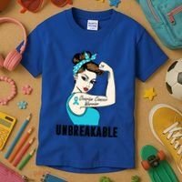 Ovarian Cancer Warrior Unbreakable Tee Perfect Strong Meaningful Gift Kids T-Shirt thumb 3