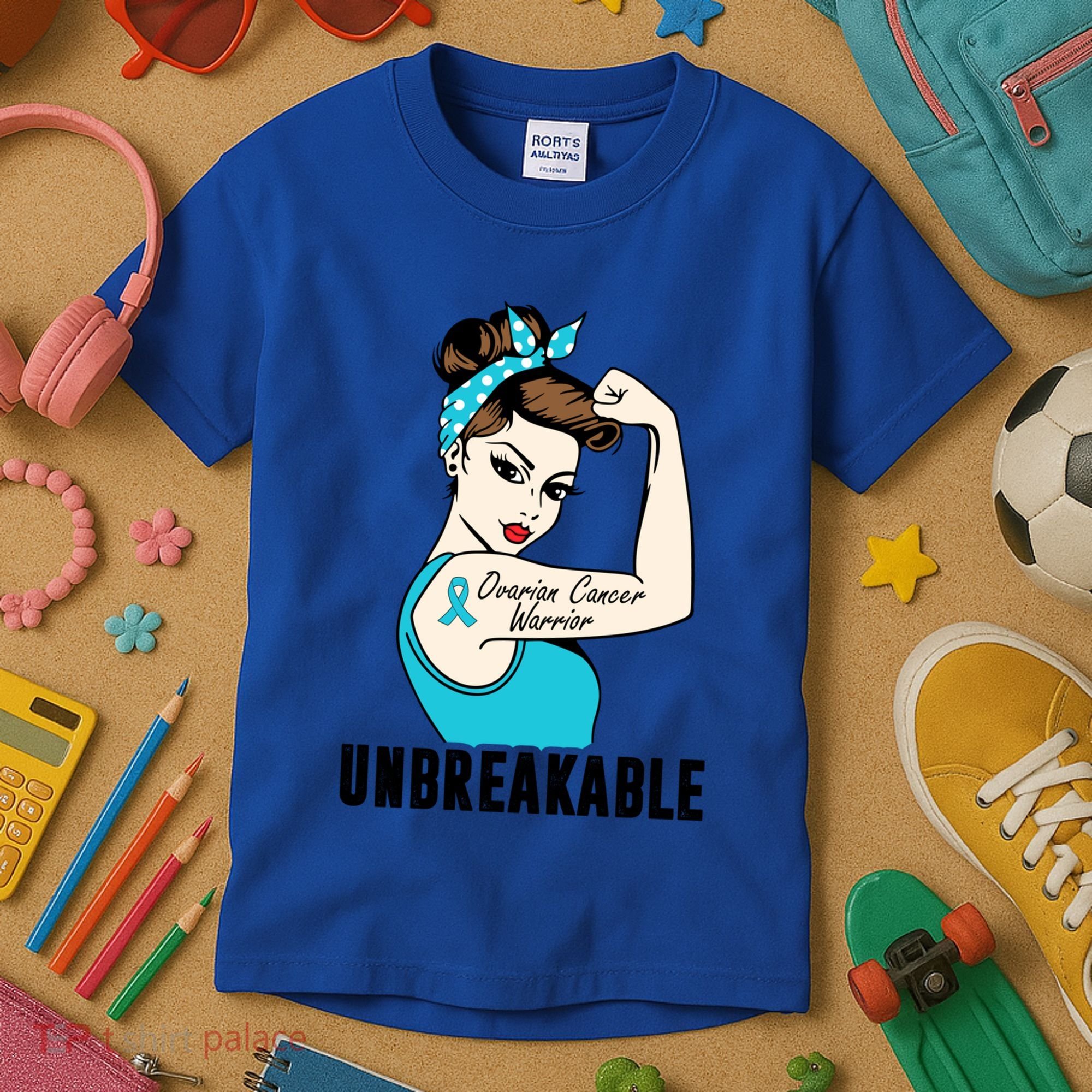 Ovarian Cancer Warrior Unbreakable Tee Perfect Strong Meaningful Gift Kids T-Shirt