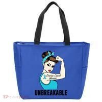 Ovarian Cancer Warrior Unbreakable Tee Perfect Strong Meaningful Gift Tote Bag thumb 0