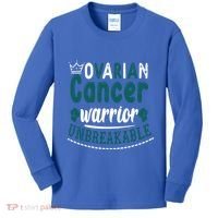 Ovarian Cancer Warrior Unbreakable Great Gift Kids Long Sleeve Shirt thumb 0