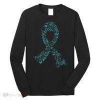 Ovarian Cancer Warrior Teal Ribbon Awareness Gift Long Sleeve Shirt thumb 0