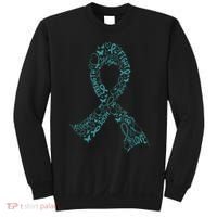 Ovarian Cancer Warrior Teal Ribbon Awareness Gift Sweatshirt thumb 0