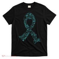 Ovarian Cancer Warrior Teal Ribbon Awareness Gift T-Shirt thumb 0