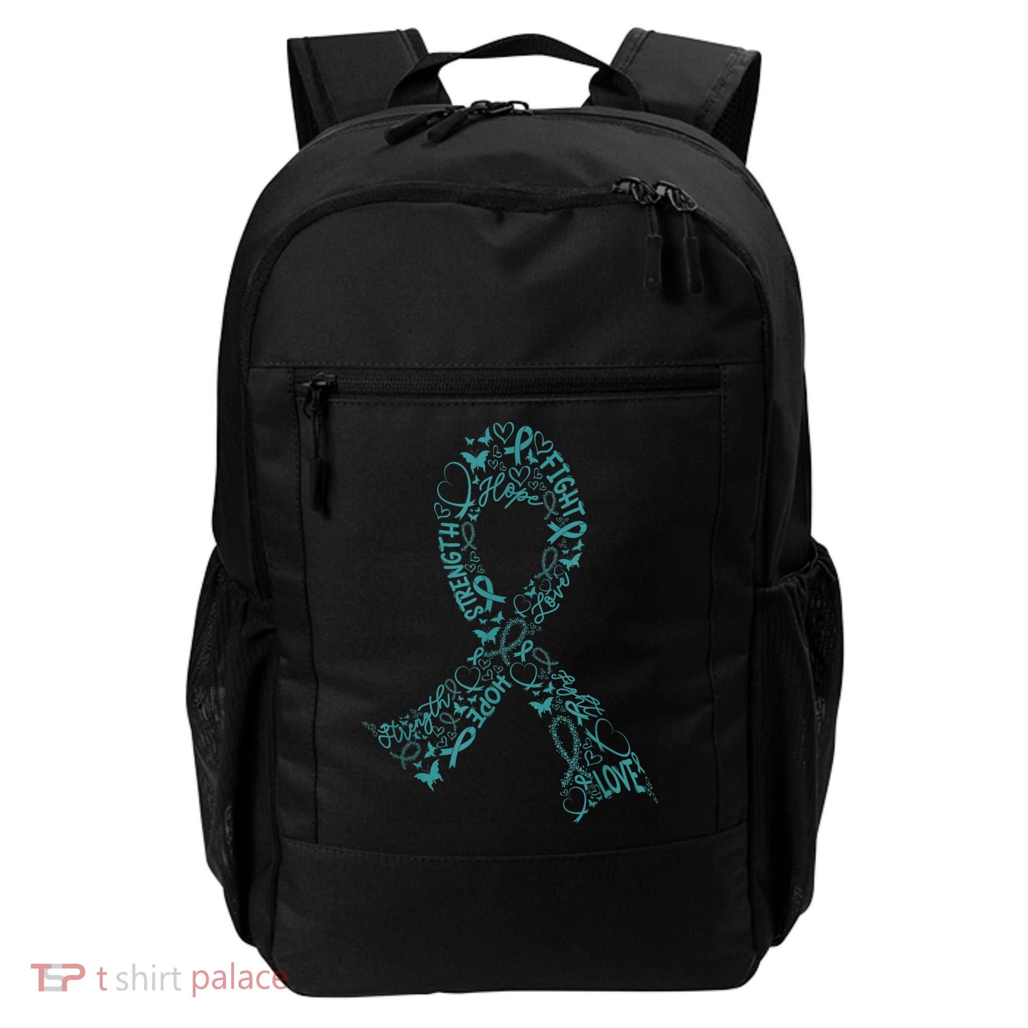 Ovarian Cancer Warrior Teal Ribbon Awareness Gift Backpack