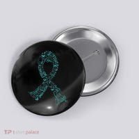Ovarian Cancer Warrior Teal Ribbon Awareness Gift Button thumb 0
