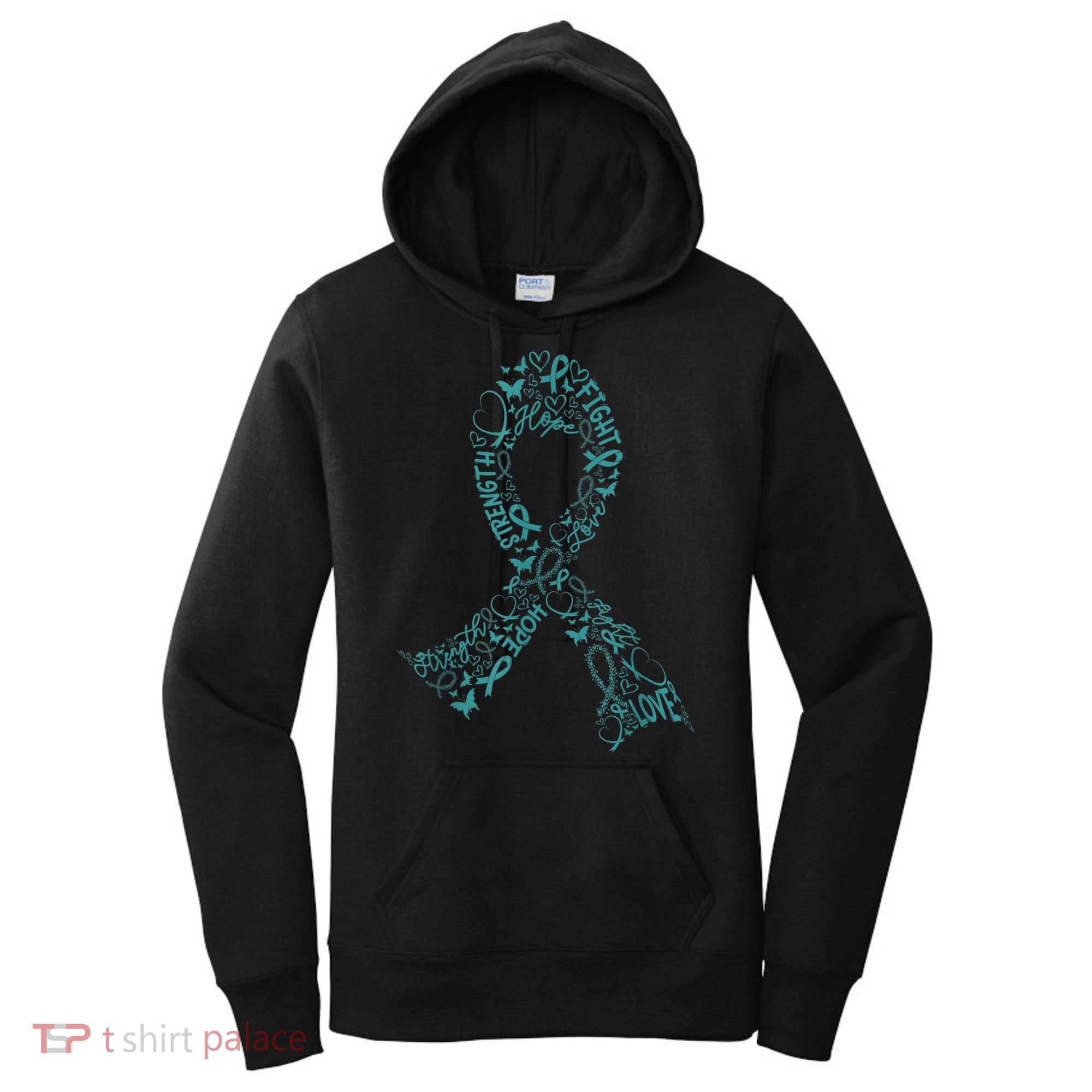 Ovarian Cancer Warrior Teal Ribbon Awareness Gift Women's Hoodie