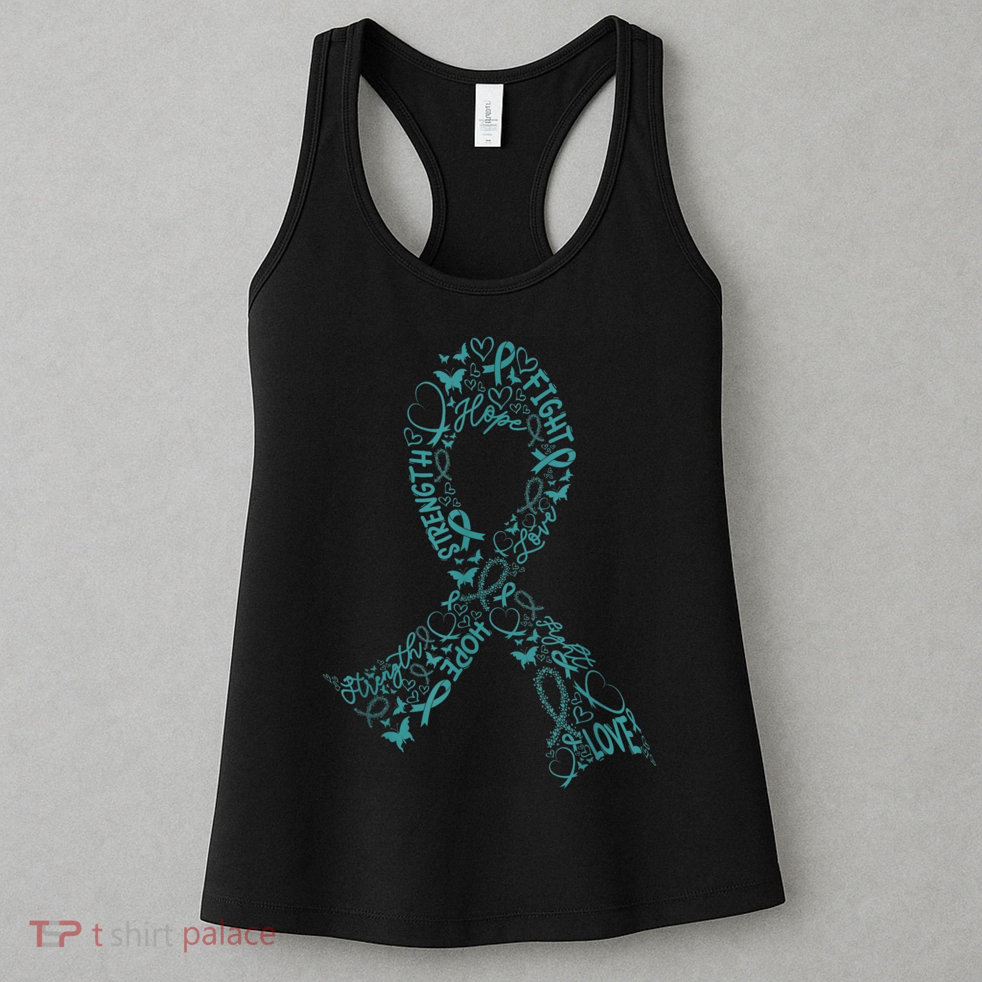 Ovarian Cancer Warrior Teal Ribbon Awareness Gift Women's Tank Top