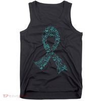 Ovarian Cancer Warrior Teal Ribbon Awareness Gift Tank Top thumb 0