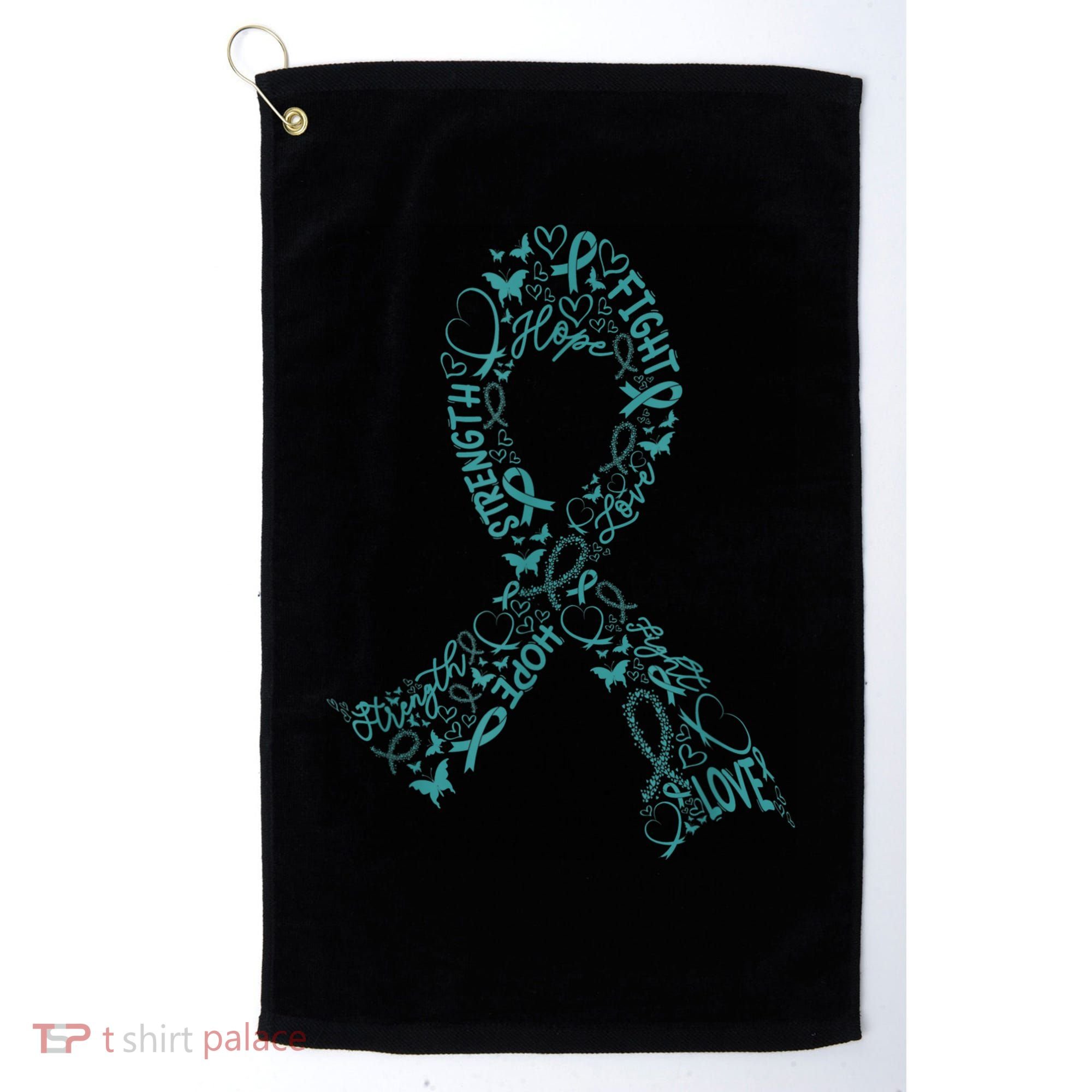 Ovarian Cancer Warrior Teal Ribbon Awareness Gift Golf Towel