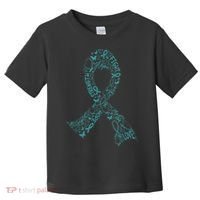 Ovarian Cancer Warrior Teal Ribbon Awareness Gift Toddler T-Shirt thumb 0