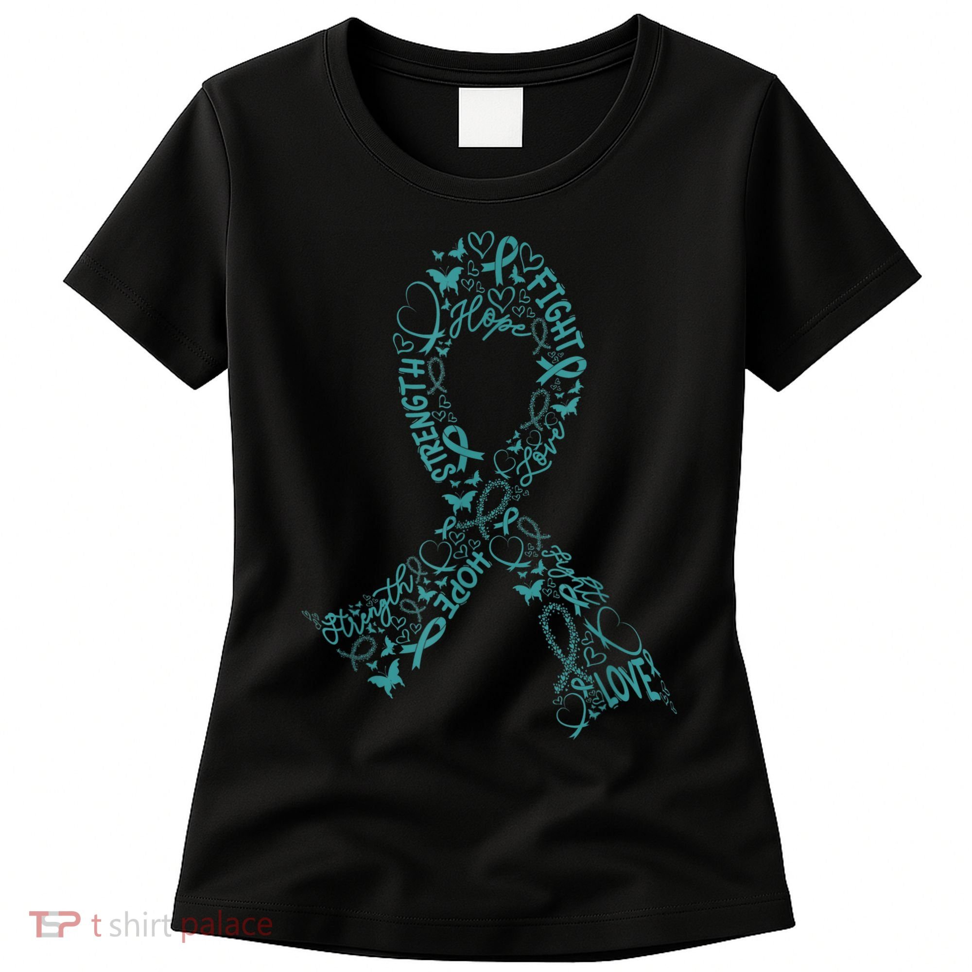 Ovarian Cancer Warrior Teal Ribbon Awareness Gift Women's T-Shirt