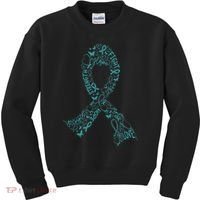 Ovarian Cancer Warrior Teal Ribbon Awareness Gift Kids Sweatshirt thumb 0