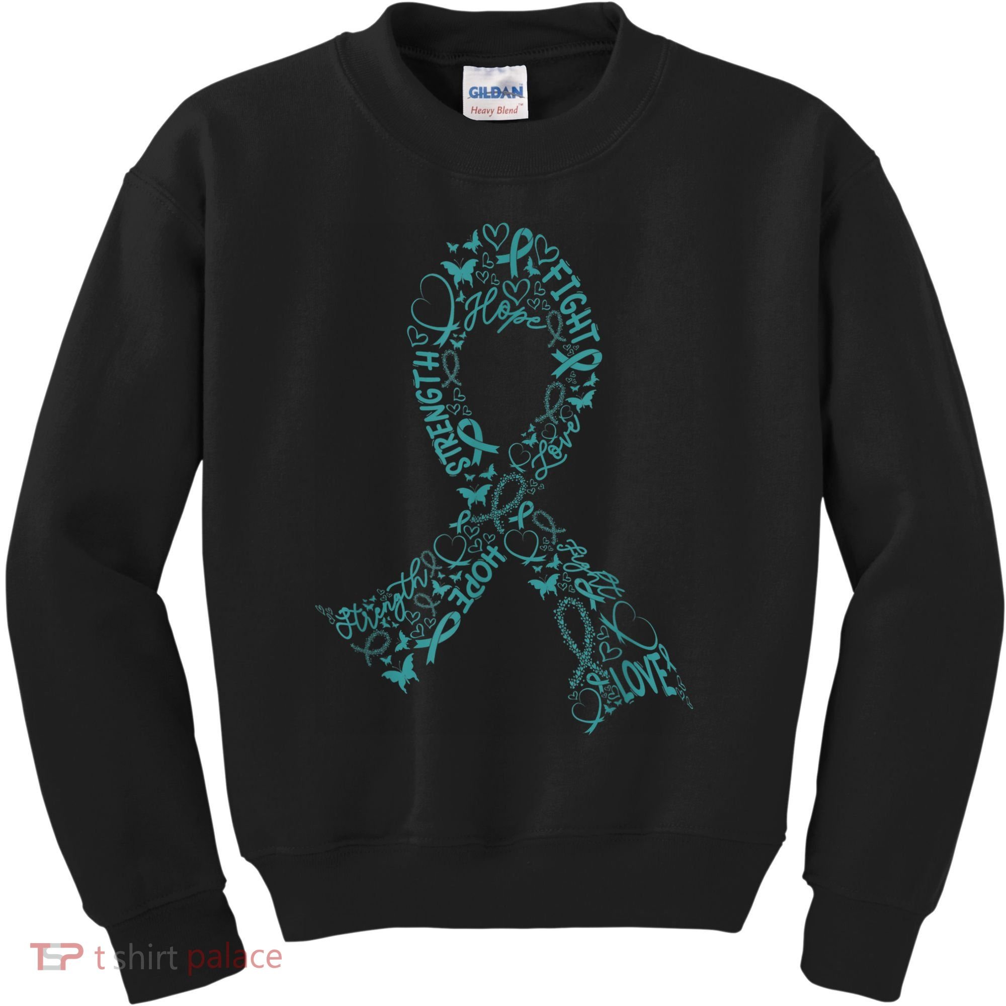 Ovarian Cancer Warrior Teal Ribbon Awareness Gift Kids Sweatshirt