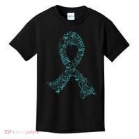 Ovarian Cancer Warrior Teal Ribbon Awareness Gift Kids T-Shirt thumb 0