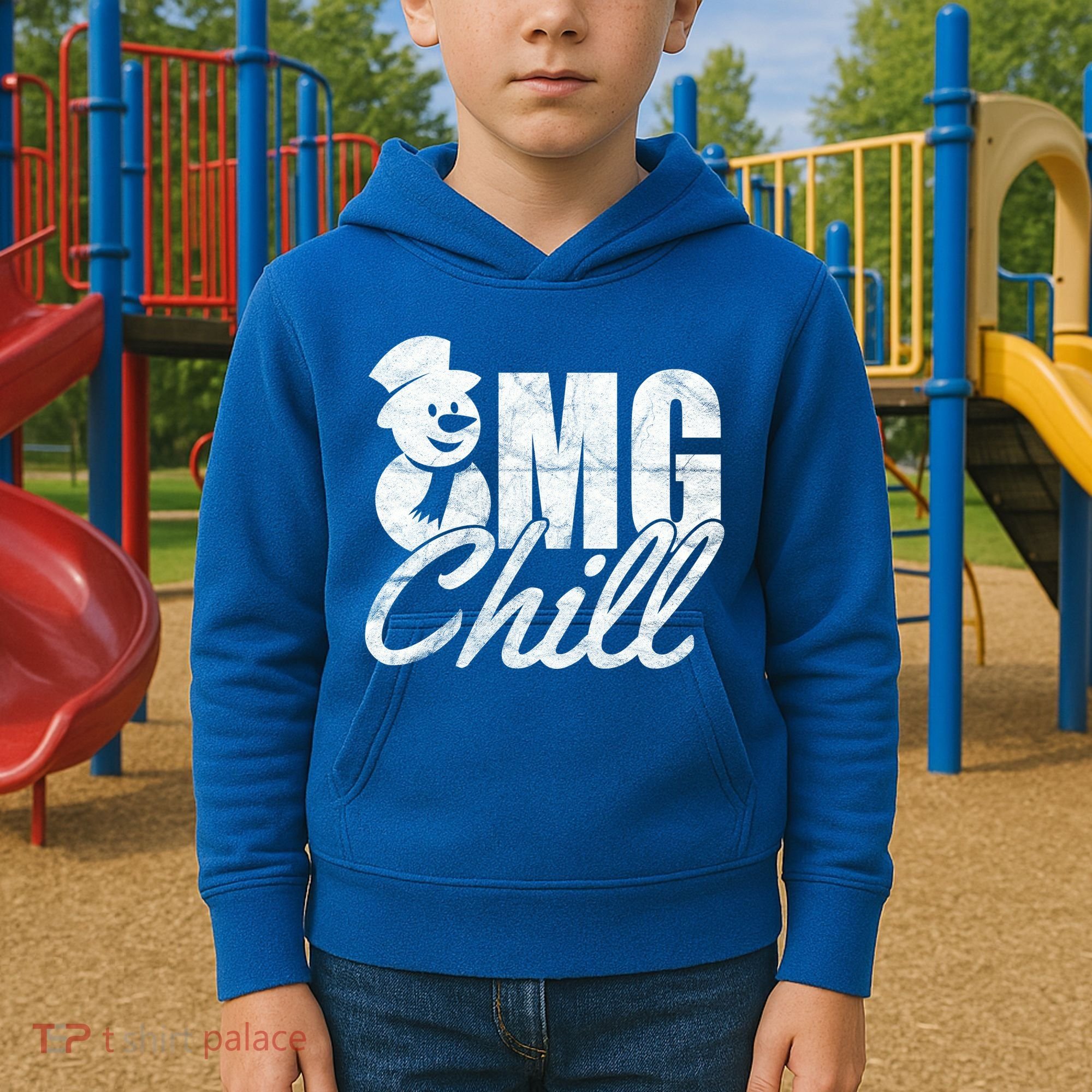 OMG Chill Winter Snowman Kids Hoodie