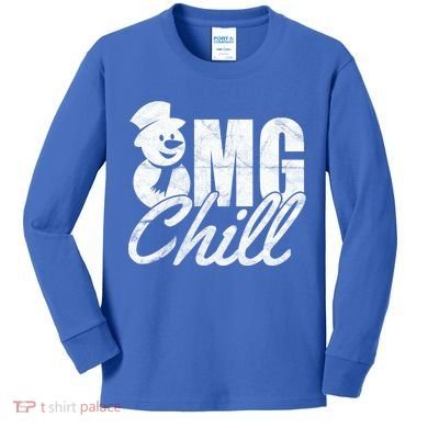 OMG Chill Winter Snowman Kids Long Sleeve Shirt