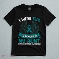 Ovarian Cancer Wings I Wear Teal In Memory Of My Aunt T-Shirt thumb 5