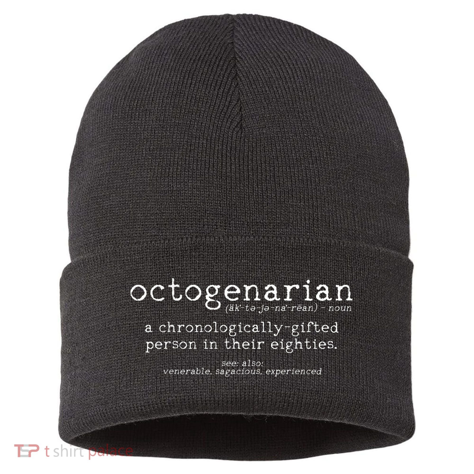 Octogenarian Definition 80 Years Old 80th Birthday Gift Sustainable Knit Beanie