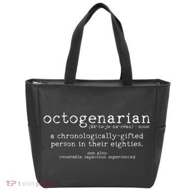 Octogenarian Definition 80 Years Old 80th Birthday Gift Tote Bag