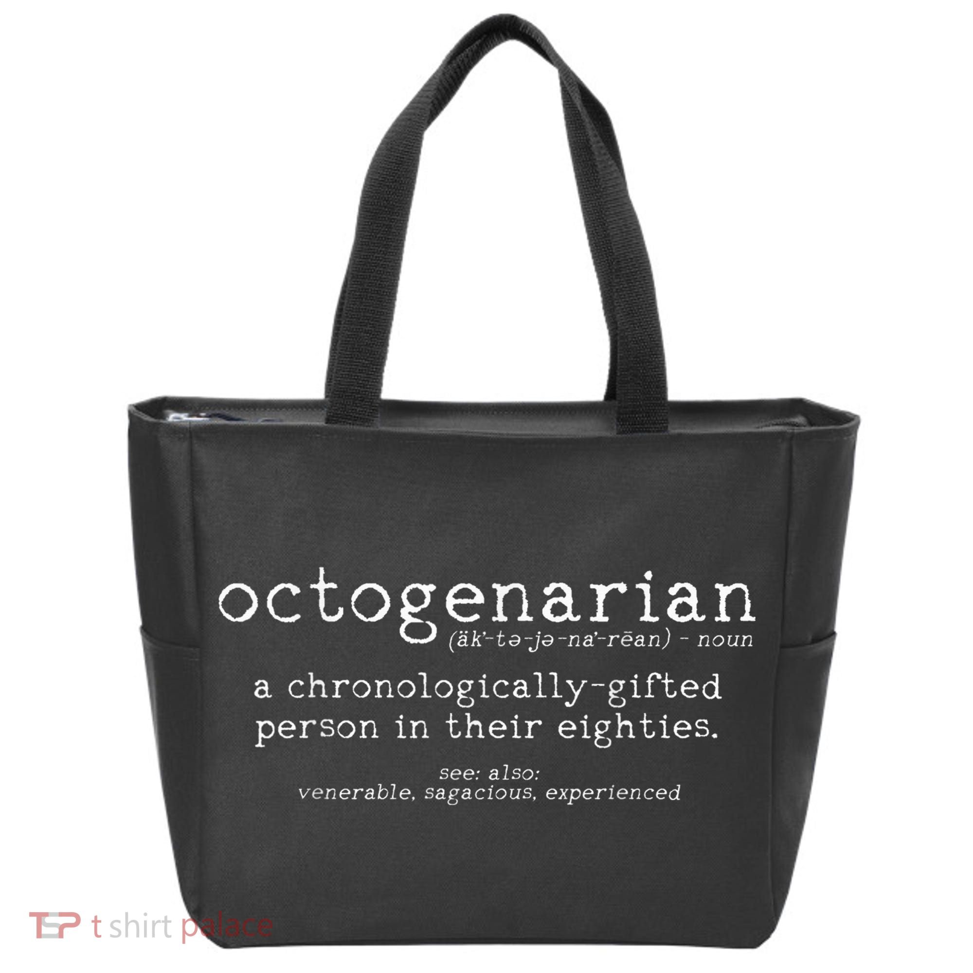 Octogenarian Definition 80 Years Old 80th Birthday Gift Tote Bag