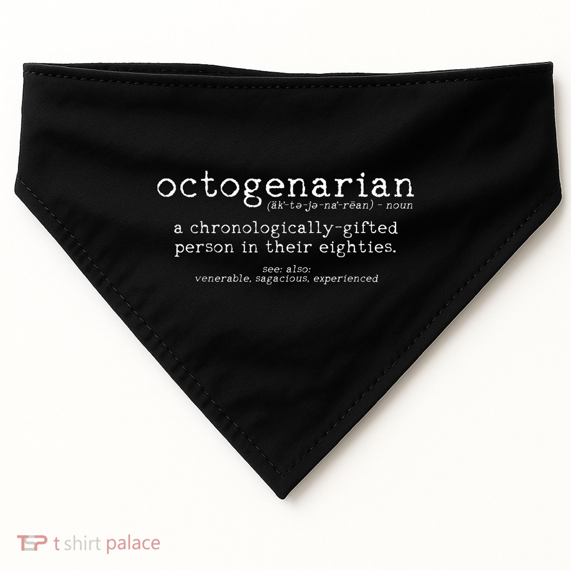 Octogenarian Definition 80 Years Old 80th Birthday Gift USA-Made Doggie Bandana