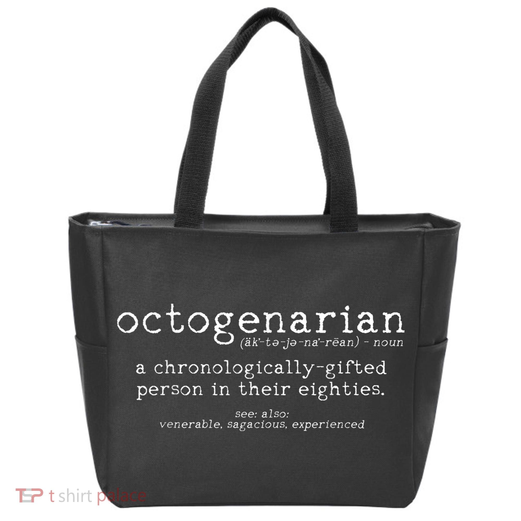 Octogenarian Definition 80 Years Old 80th Birthday Gift Tote Bag