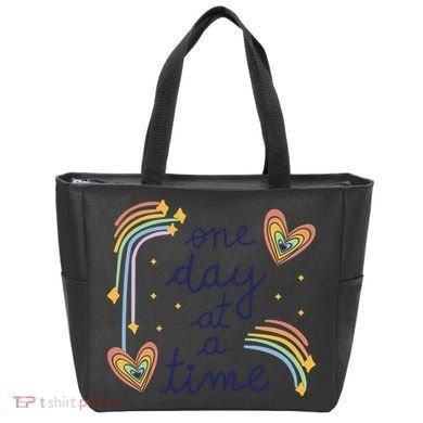 One Day At A Time Rainbow Tote Bag