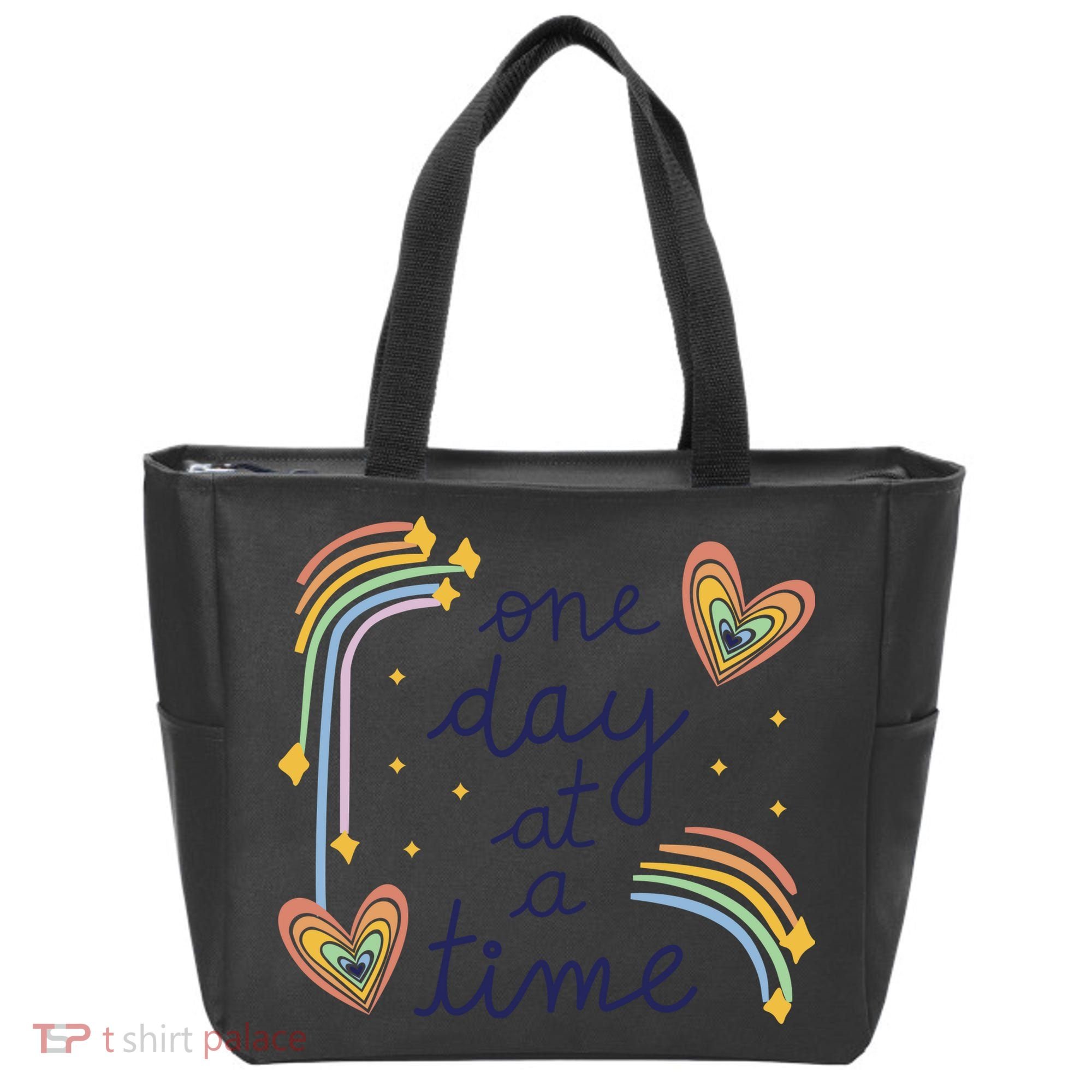 One Day At A Time Rainbow Tote Bag