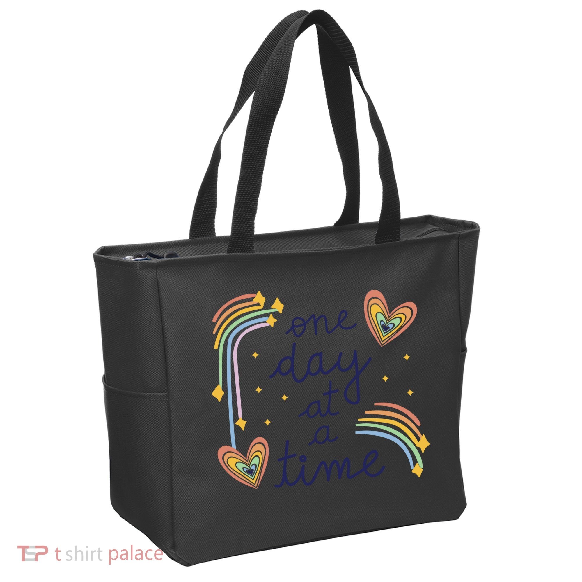 One Day At A Time Rainbow Tote Bag