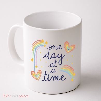 One Day At A Time Rainbow Coffee Mug