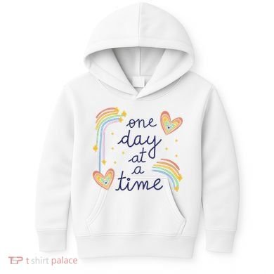 One Day At A Time Rainbow Kids Hoodie