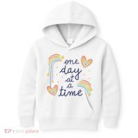 One Day At A Time Rainbow Kids Hoodie thumb 0