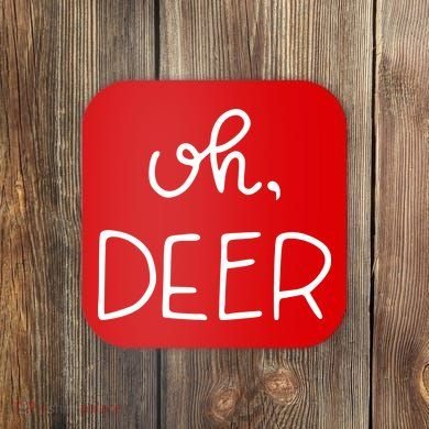 Oh Deer Christmas Cute Christmas Coaster