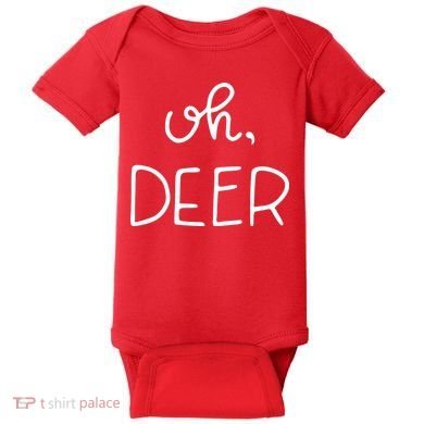 Oh Deer Christmas Cute Christmas Baby Bodysuit